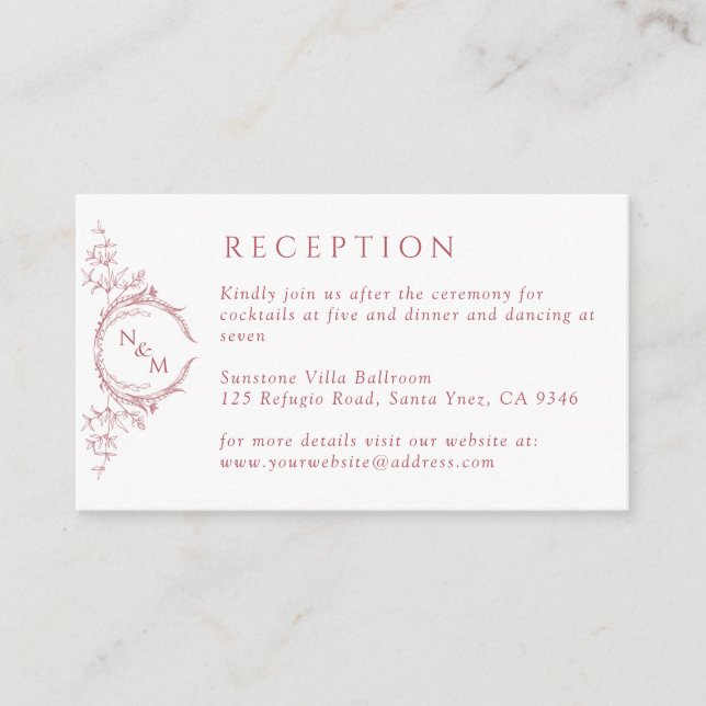 Recepción de bodas en color de borgoña monograma (Anverso)