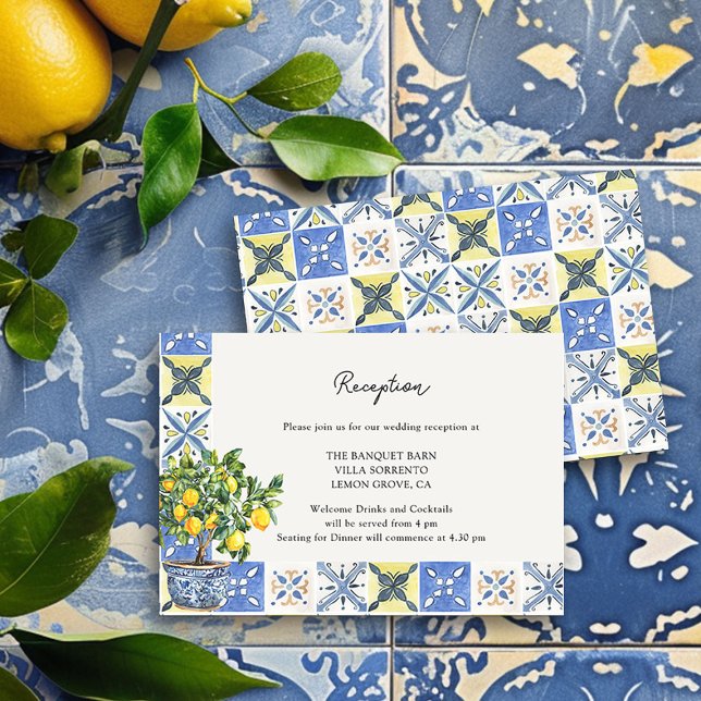 Recepción de bodas en el campo italiano Lemon Grov (Wedding Reception Enclosure Card from the Lemon Grove Wedding Collection by Darling & May)