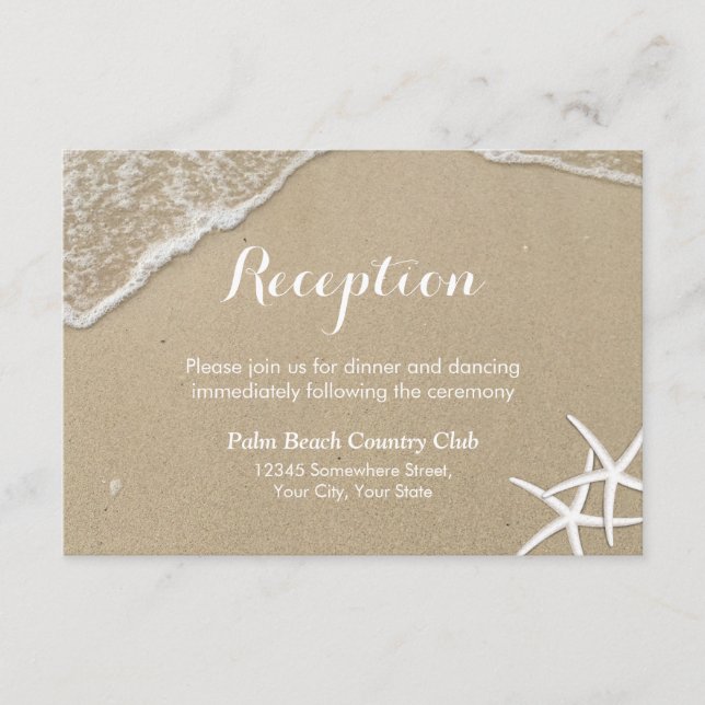 Recepción de bodas en la playa de verano de Starfi (Anverso)