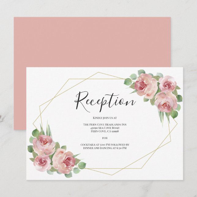 Recepción de bodas geométricas con flores de boho  (Anverso / Reverso)