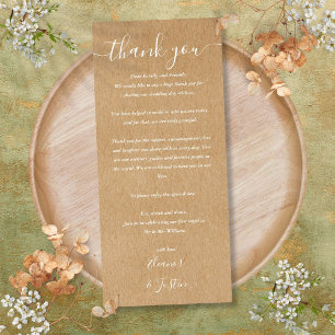 Recepción de bodas Gracias Tarjeta Rustic Place