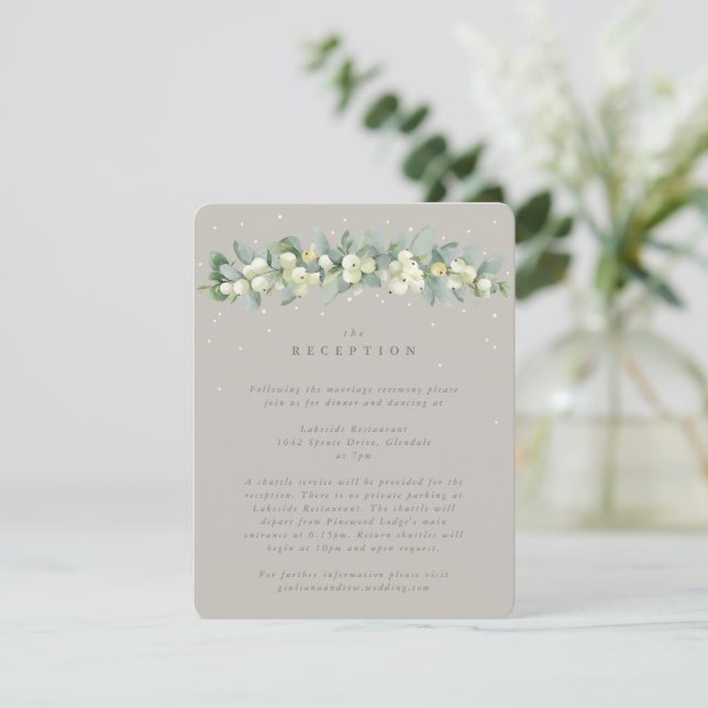 Recepción de bodas Greige Snowberry+Eucalyptus (Anverso de pie)