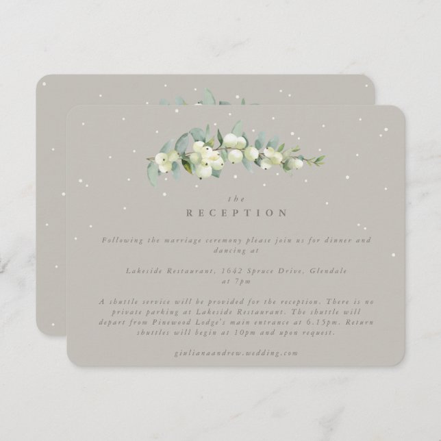 Recepción de bodas Greige Snowberry+Eucalyptus (Anverso / Reverso)