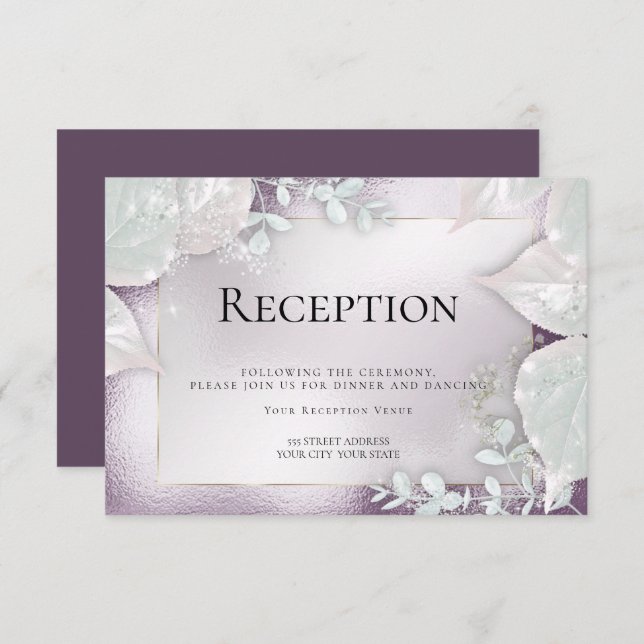 RECEPCIÓN DE BODAS | Invitación con brillo de bere (Anverso / Reverso)