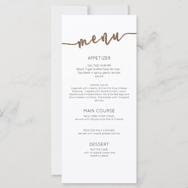 RECEPCIÓN DE BODAS|MENÚ|COMIDA DE GALA (Anverso)