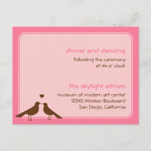 Recepción de bodas rosa de aves amorosas contempor