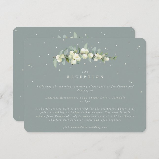 Recepción de bodas Seafoam Snowberry+Eucalyptus (Anverso / Reverso)