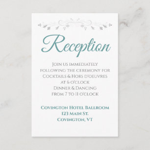 Recepción de bodas verde azulada y gris elegante