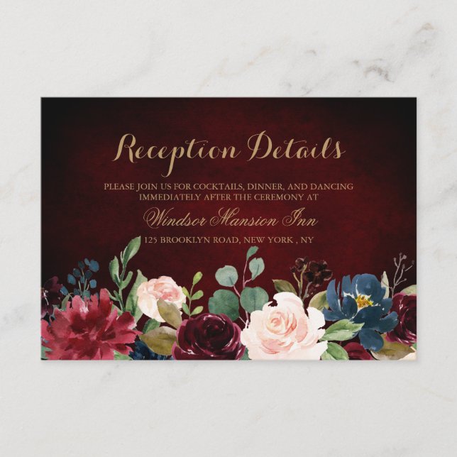 Recepción de Boho Rústico Floral de la Marina Roja (Anverso)