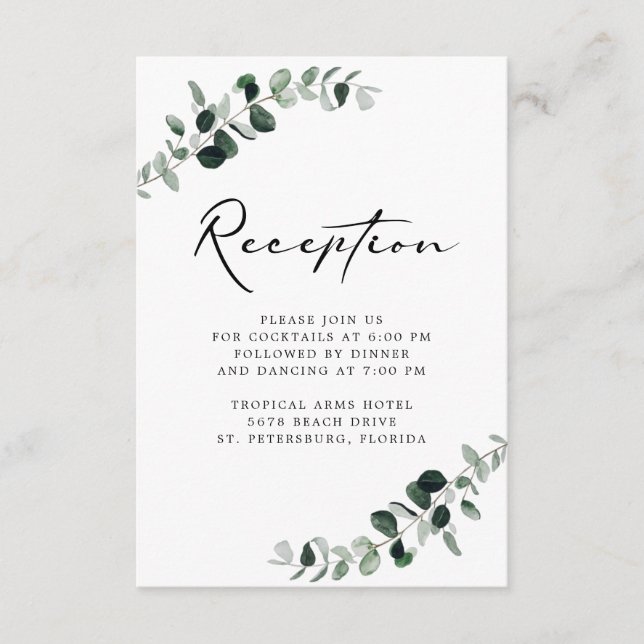 Recepción de caligrafía moderna de Eucalyptus (Anverso)