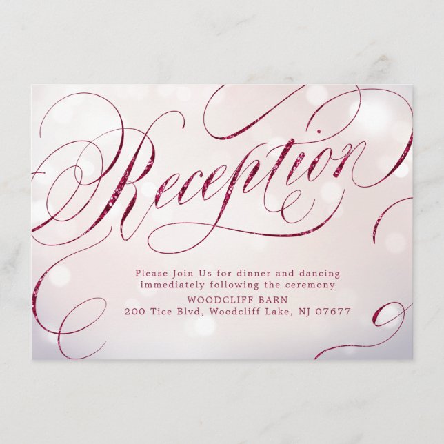 Recepción de caligrafía vintage burgundy glamour (Anverso)