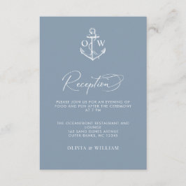 Recepción de casamiento azul con el ancla náutica 