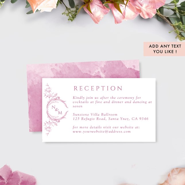 Recepción de casamiento color agua rosado monogram (Subido por el creador)