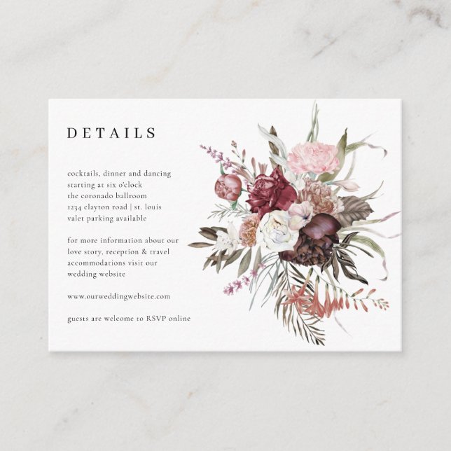 Recepción de detalles del Boda de flores silvestre (Anverso)