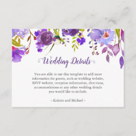 Recepción de detalles del Boda de flores violetas 