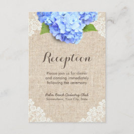 Recepción de encaje y arpillera de Hortensia Azul