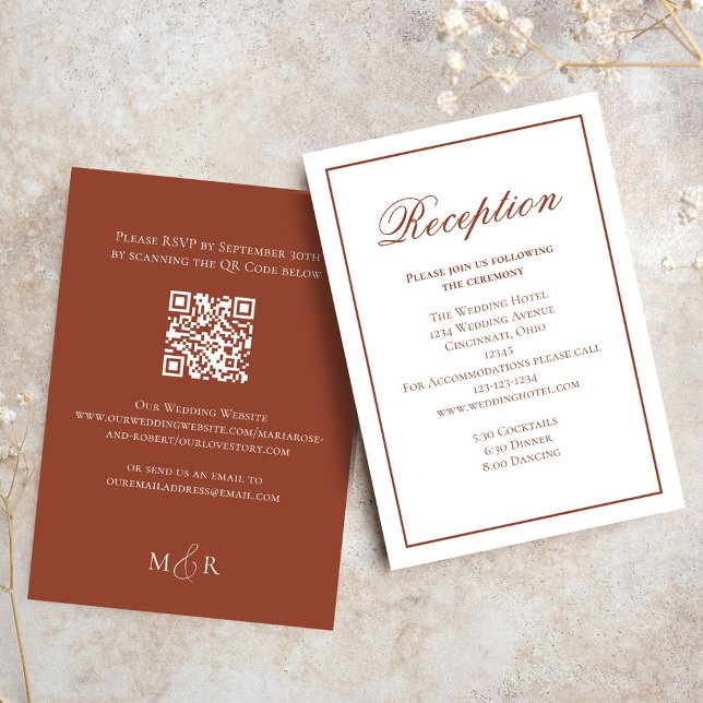 Recepción de escritura de caligrafía de Borgoña RS (Elegant calligraphy script burgundy reception card. )