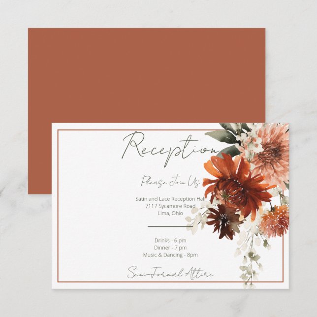 Recepción de flores de roya de terracota rústica (Anverso / Reverso)