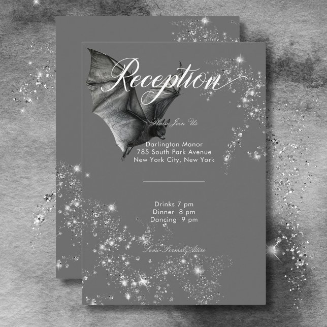 Recepción de Glam Bat y Diamantes de Halloween osc (Dark Halloween Glam Bat & Diamonds Reception Enclosure Card)