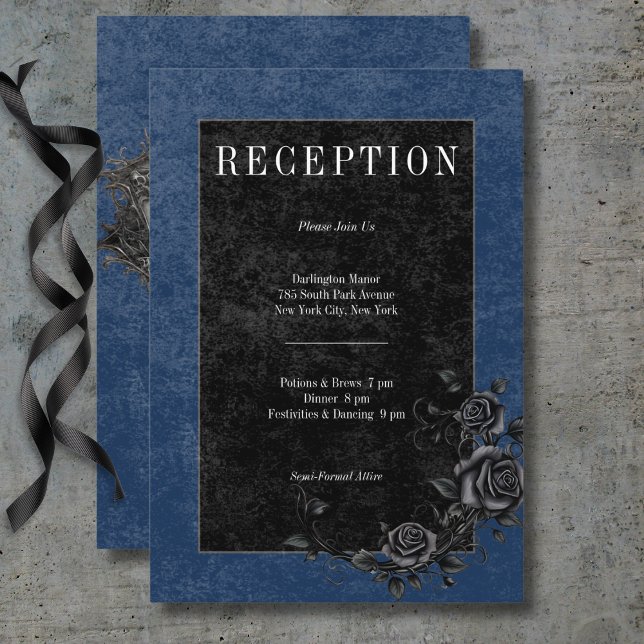 Recepción de la Armada de Rosas Negros y Raven Gót (Gothic Black Raven & Black Roses Navy Reception Enclosure Card)