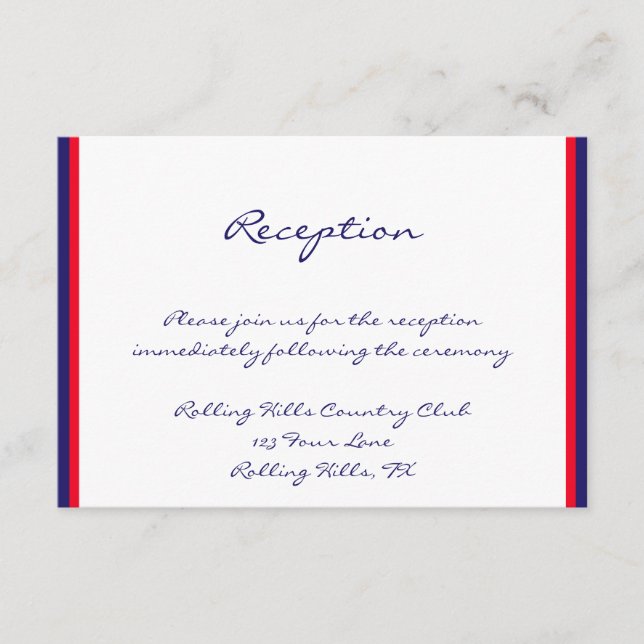Recepción de la boda blanca y azul roja (Anverso)