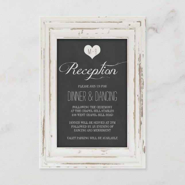 Recepción de la boda del marco rústico blanco (Anverso)