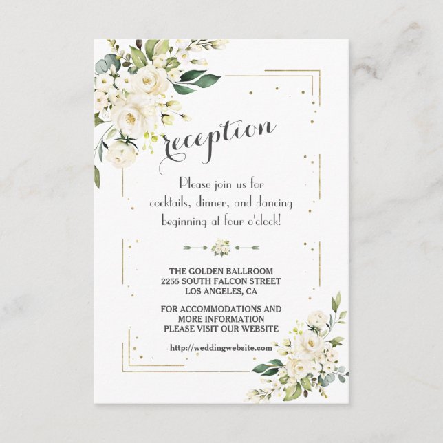 Recepción de la Boda Dorada con Floral de Crema Bl (Anverso)