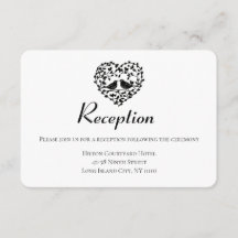 Recepción de la boda negra Amantes Corazón Floral