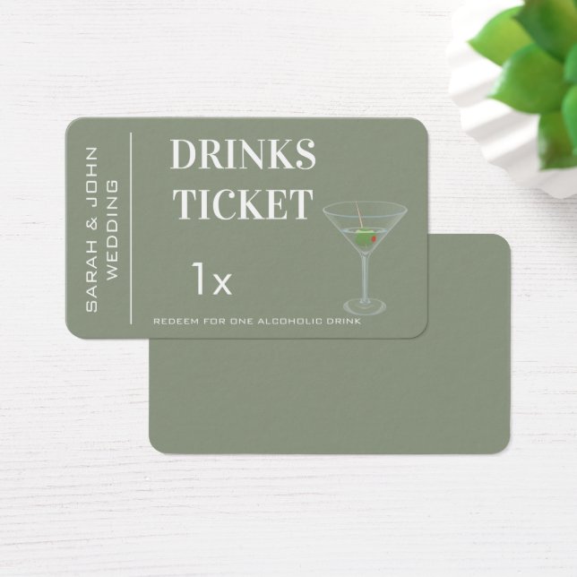 Recepción de la boda Sage Green Simple Bebe Ticket (Escritorio)