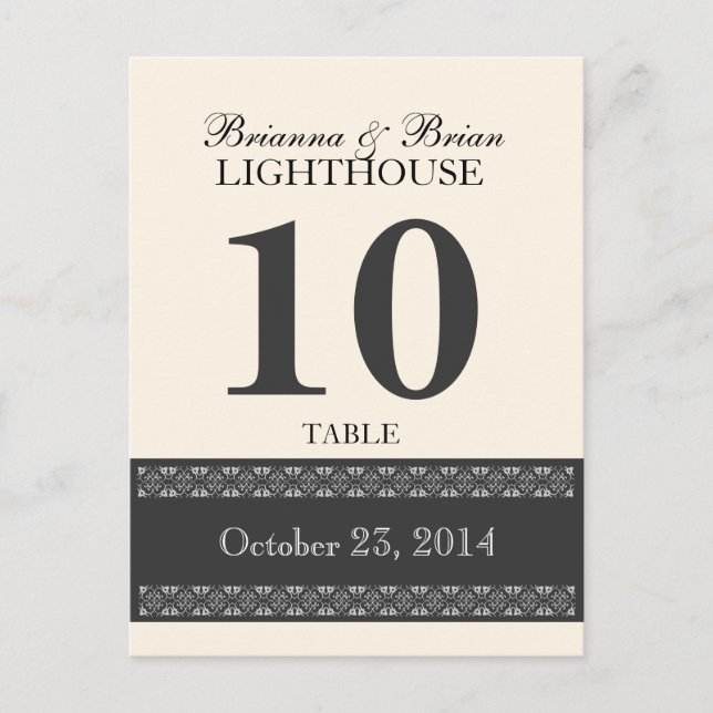 Recepción de la tarjeta Boda de mesa de LACE GRIS  (Anverso)