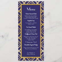 Recepción de los años 20 de la boda del menú de la