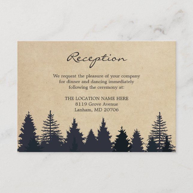 Recepción de los detalles del Boda Kraft Pine Tree (Anverso)