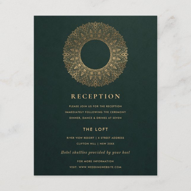 RECEPCIÓN DE MANDALA WEDDING ORNATE ORNATE GREEN G (Anverso)