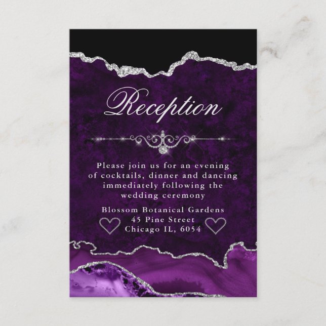 Recepción de matrimonio con Purpurina morado y pla (Anverso)