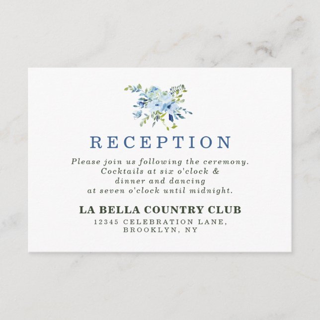 Recepción de matrimonio floral de la Marina Azul s (Anverso)