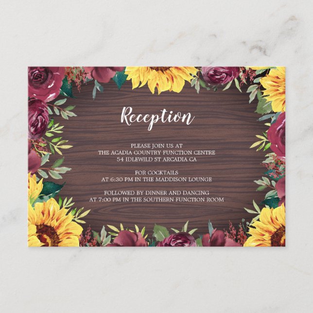 Recepción de matrimonio floral de madera de giraso (Anverso)