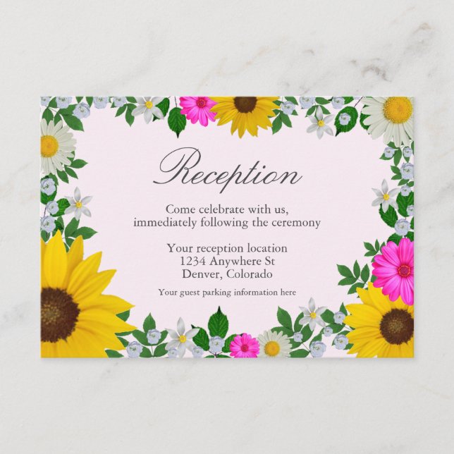 Recepción de matrimonio floral de marea de girasol (Anverso)