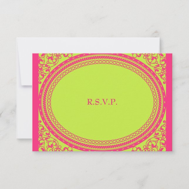 Recepción de matrimonio fluorescente/neón RSVP (Anverso)