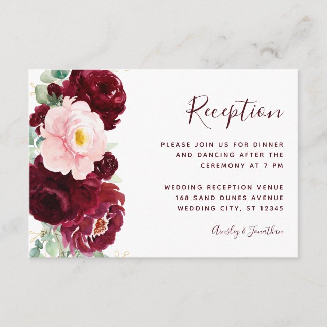 Recepción de matrimonio moderno con flores de Rubo (Anverso)