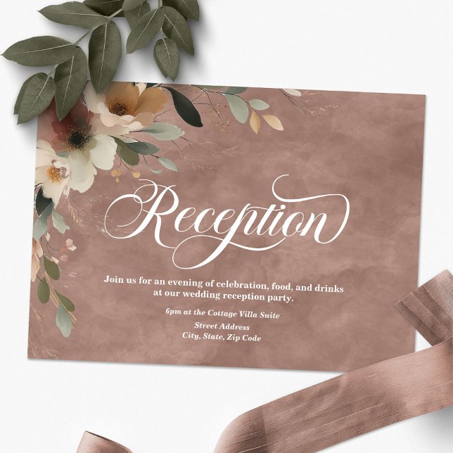 Recepción de matrimonio rosado Ethereal Elegance R (Continue the celebration—our elegant reception cards guide guests from vows to festivities.)