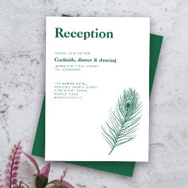 Recepción de matrimonio verde de plumas de pavo re