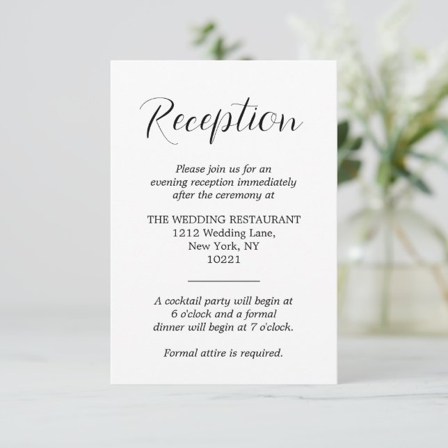 Recepción de matrimonio vertical formal en blanco  (Anverso de pie)