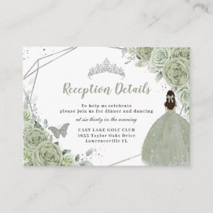 Recepción de Quinceañera de Plata Floral Verde Sag