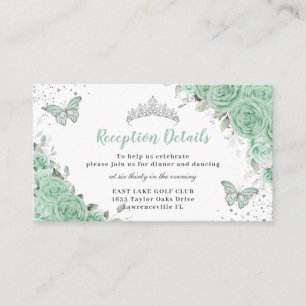 Recepción de Quinceañera floral de plata verde de 