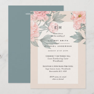 Recepción de Rubor Peach PEONIES Sage Wedding