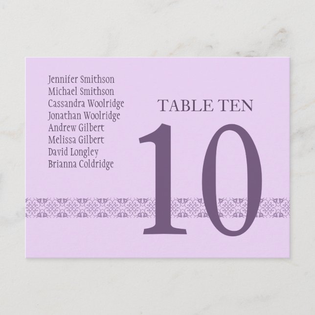 Recepción de tarjeta de mesa LILAC & LAVENDER (Anverso)