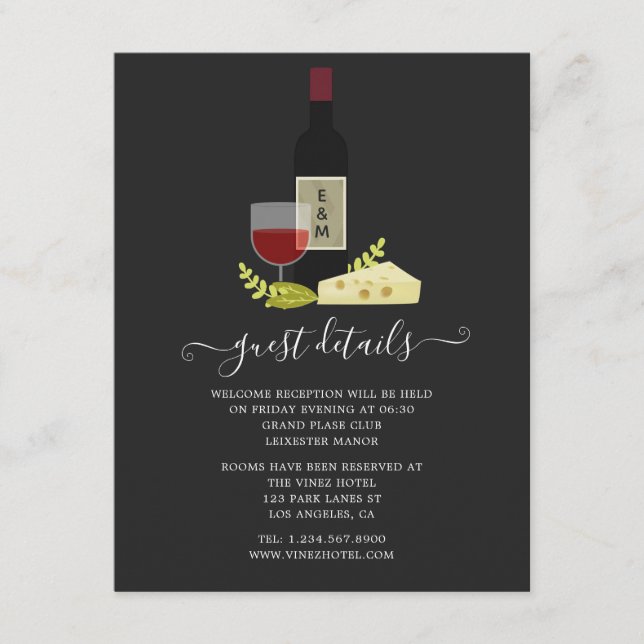 Recepción de Vino y Queso Detalles de Invitado Mon (Anverso)