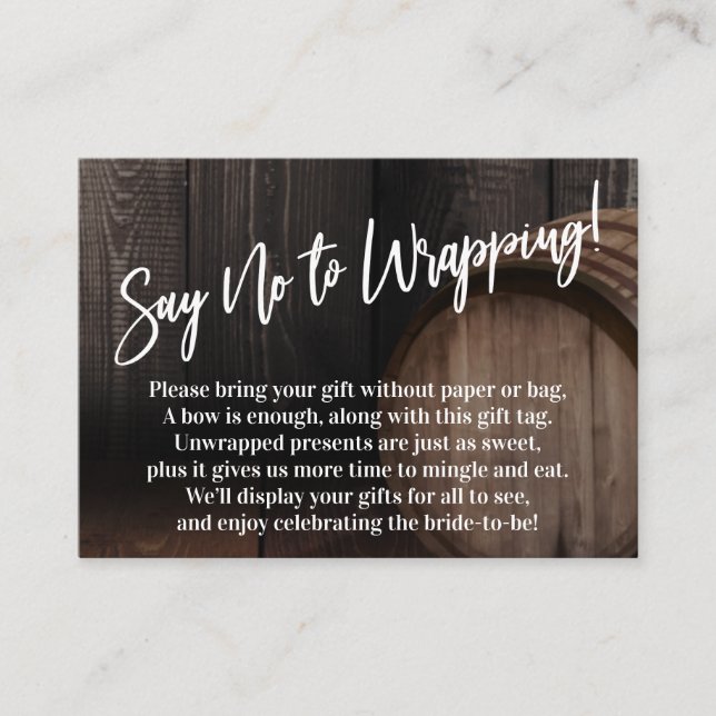 Recepción Decir no a envolver tarjeta de barril de madera (Anverso)