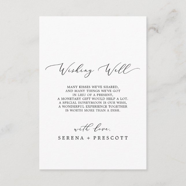 Recepción Delicada caligrafía negra deseando tarjeta de bien (Anverso)