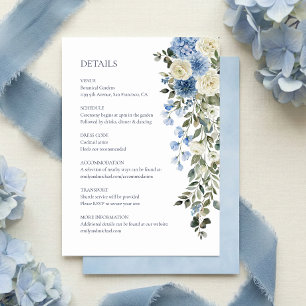 Recepción Detalles de Boda Floral Azul Tarjeta Adicional